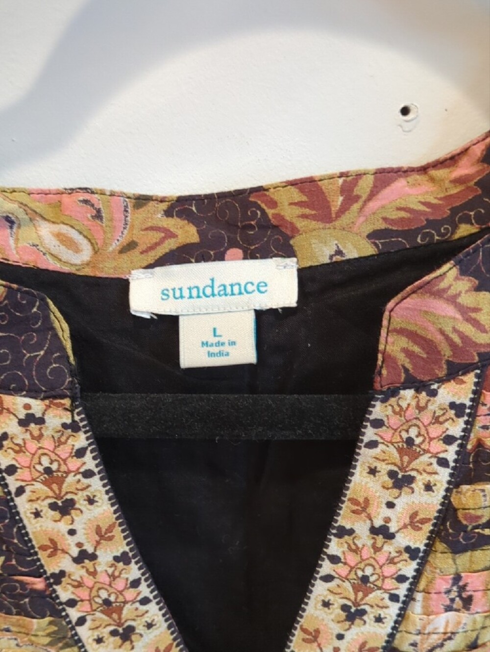 Western Boho Whimsy Cottage Sundance Brown Pink Floral Maxi Dress Size Large EUC - Picture 3 of 9